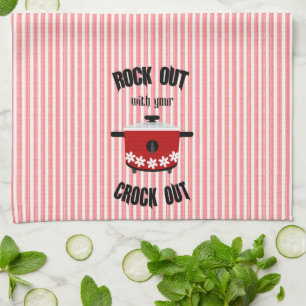 Rock Out with your Crock Out Red Stripe Tea Towel