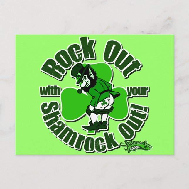 Rock Out With Your Shamrock Out! Postcard (Front)