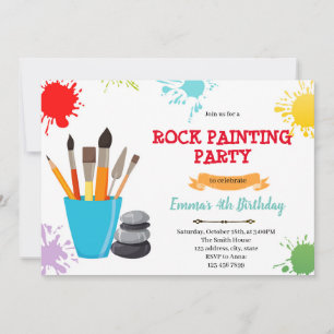 Rock painting birthday invitation