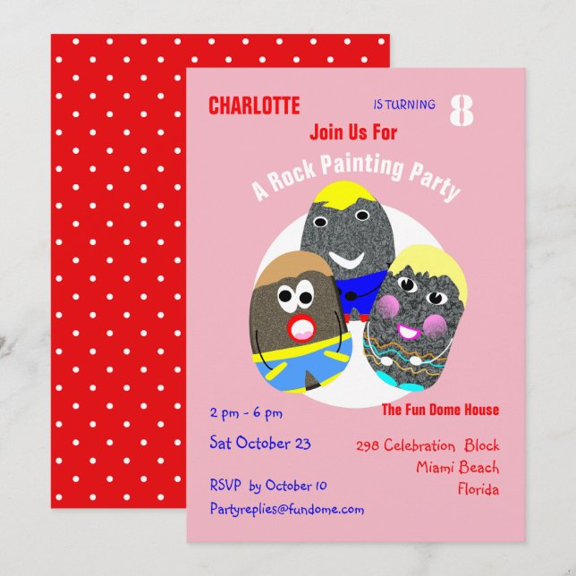 Rock Painting Community Personalised Hashtag Invitation (Front/Back)