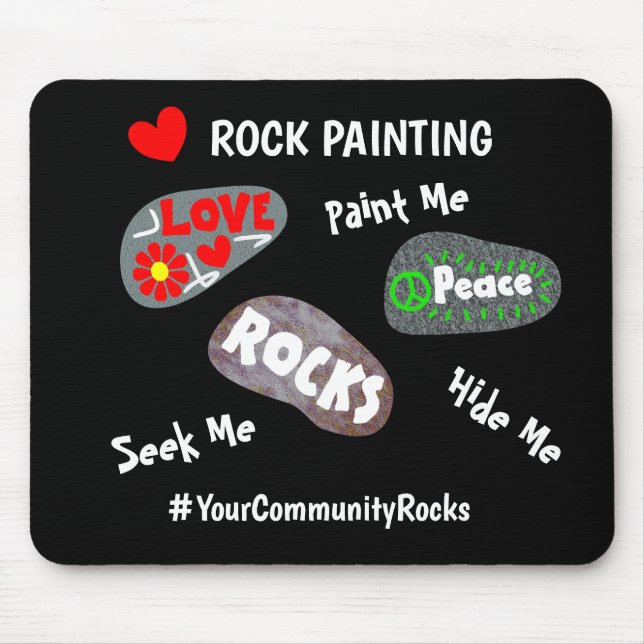 Rock Painting Community Personalised Hashtag Mouse Mat (Front)
