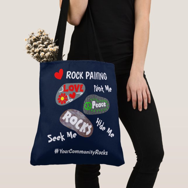 Rock Painting Community Personalised Hashtag Tote Bag (Close Up)