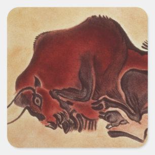 Rock painting of a bison, late Magdalenian Square Sticker