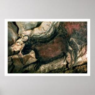 Rock painting of a black bull, c.17000 BC (cave pa Poster