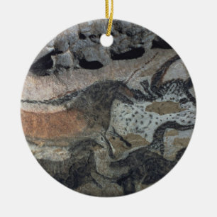 Rock painting of a bull and horses, c.17000 BC (ca Ceramic Tree Decoration