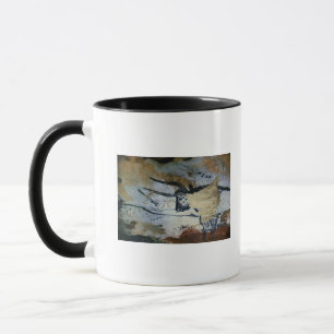 Rock painting of a bull with long horns mug