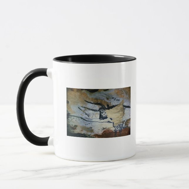 Rock painting of a bull with long horns mug (Left)