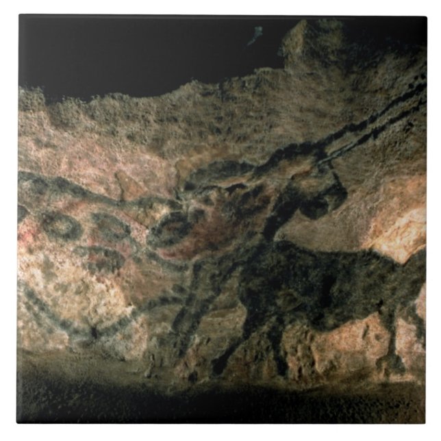 Rock painting of a horned animal, c.17000 BC (cave Tile (Front)