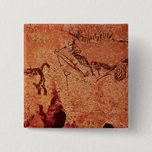 Rock painting of a hunting scene, c.17000 BC 15 Cm Square Badge