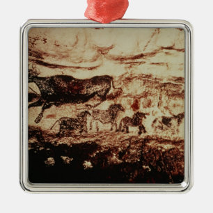 Rock painting of a leaping cow metal tree decoration