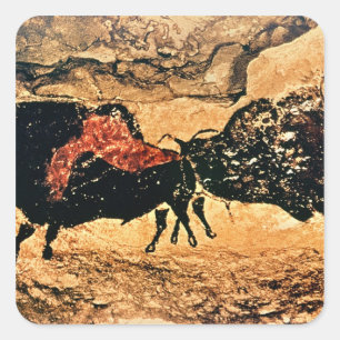 Rock painting of bison, c.17000 BC Square Sticker