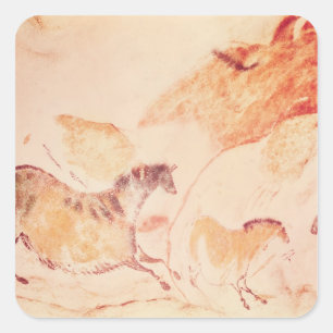 Rock painting of horses, c.17000 BC Square Sticker