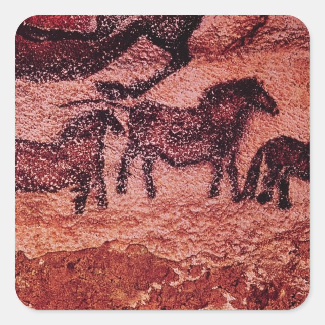 Rock painting of tarpans , c.17000 BC Square Sticker (Front)