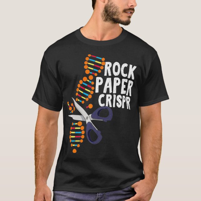 Rock Paper Crispr DNA Biologist Genetic Science T-Shirt (Front)