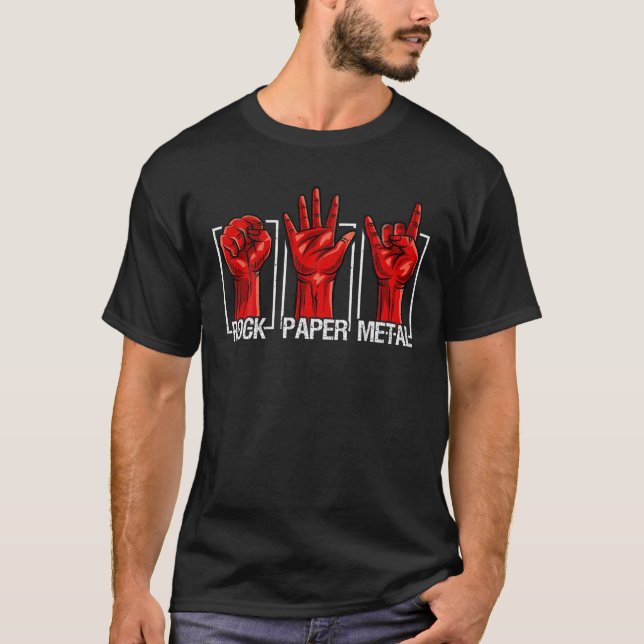 Rock Paper Heavy Metal Funny Rock Music Fan Band M T-Shirt (Front)