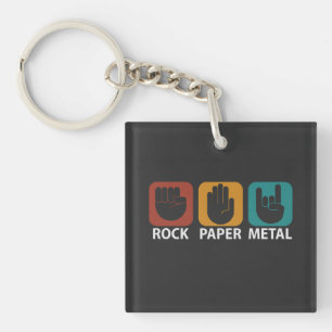 Rock Paper Metal Humor, heavy metal Key Ring
