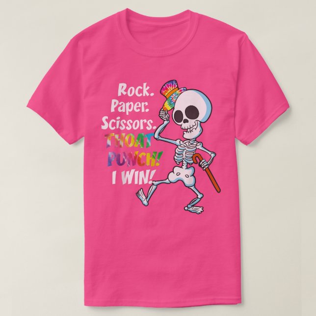Rock Paper Scissor Throat Punch I Win Skeleton Rai T-Shirt (Design Front)