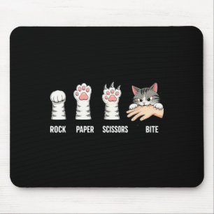 Rock Paper Scissors Bite Hand Game Cute Paw Funny Mouse Mat