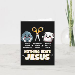 Rock Paper Scissors But Nothing Beats Jesus Funny Card