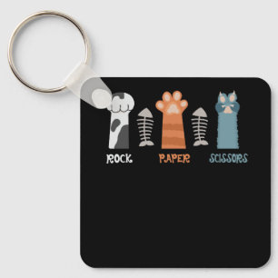 Rock Paper Scissors Cat Paws Cute Kitten Pet Anima Key Ring
