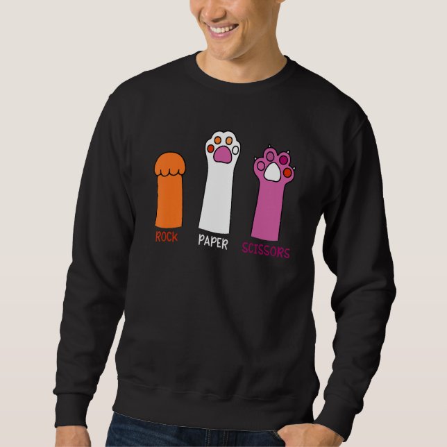 Rock Paper Scissors Cat Paws Cute Lesbian Pride LG Sweatshirt (Front)