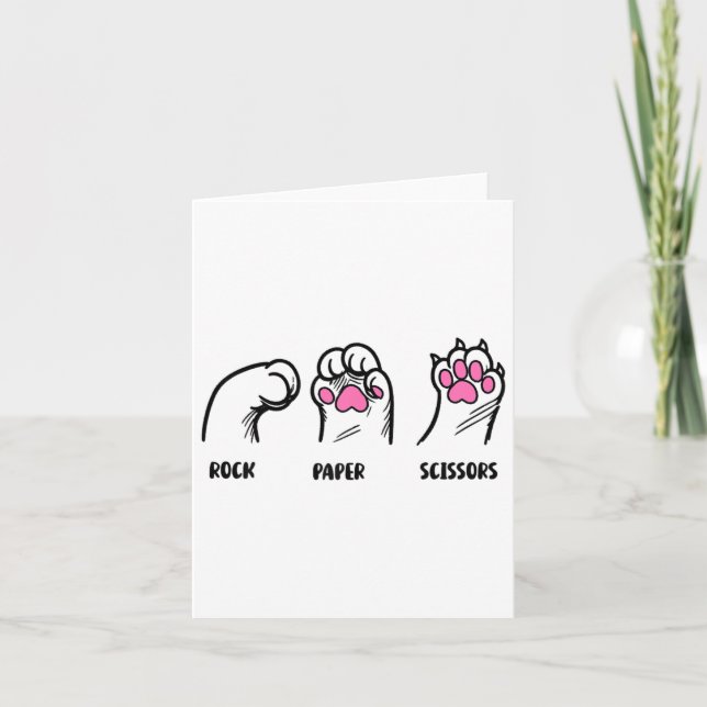 Rock Paper Scissors Cat Paws Funny Cat Lover Kitte Card (Front)