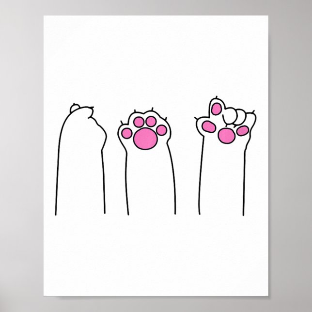 Rock Paper Scissors Cat Paws Funny Cat Lover Kitte Poster (Front)