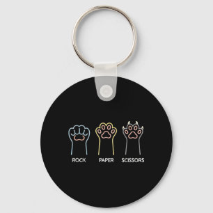 Rock Paper Scissors Cat Paws Funny Graphic Novelty Key Ring