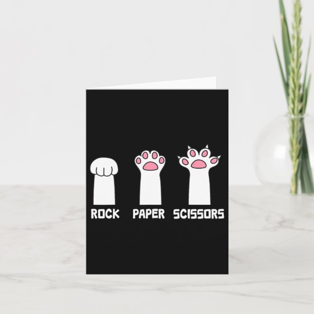 Rock Paper Scissors Cat Paws Game Cute Paw Funny C Card (Front)