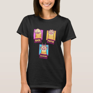 Rock Paper Scissors Cat Paws T-shirt Hand Game Fun
