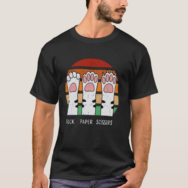 Rock Paper Scissors Cat Paws Tee Hand Game Kitten  (Front)
