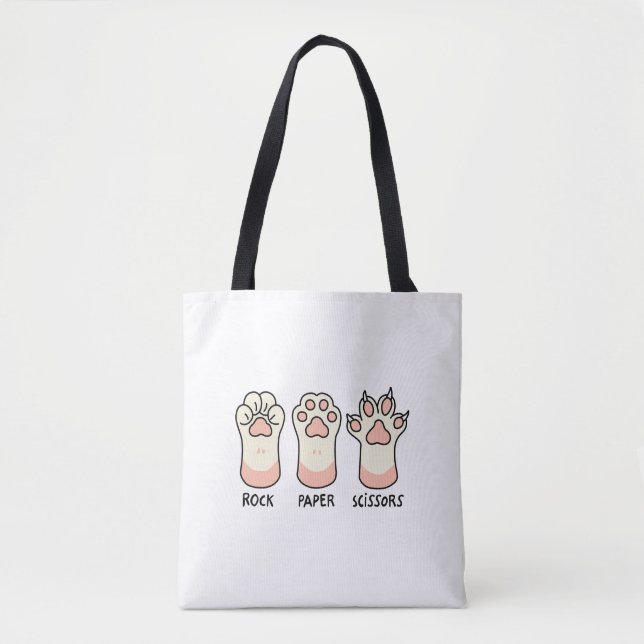 Rock Paper Scissors Cat Tote Bag (Front)