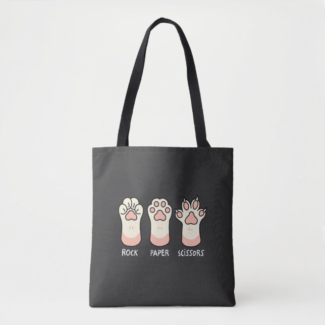 Rock Paper Scissors Cat Tote Bag (Front)