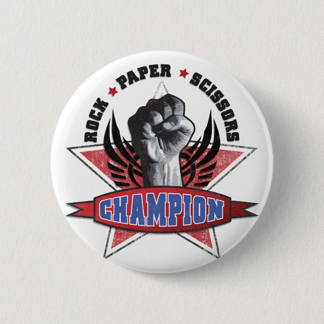 Rock, Paper, Scissors Champion 6 Cm Round Badge (Front)