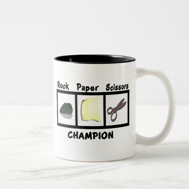 Rock Paper Scissors Champion Two-Tone Coffee Mug (Right)