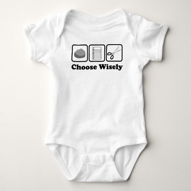 Rock Paper Scissors (Choose Wisely) Baby Bodysuit (Front)