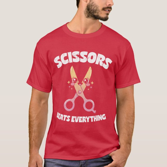 Rock Paper Scissors Design Childhood Game retro T-Shirt (Front)