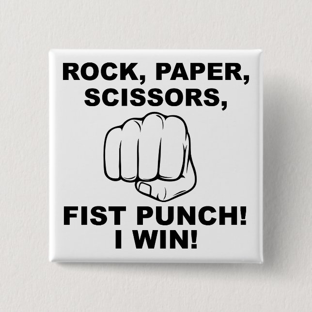 Rock Paper Scissors Fist Punch Funny Button Badge (Front)