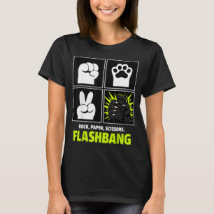 Rock paper scissors flashbang funny cat paws gamin T-Shirt