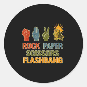 Rock paper scissors flashbang funny gamer meme classic round sticker