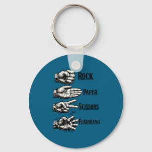 Rock paper scissors flashbang funny gamer meme gif key ring