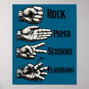 Rock paper scissors flashbang funny gamer meme gif poster