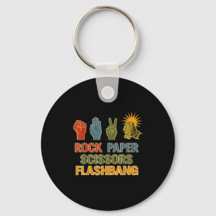 Rock paper scissors flashbang funny gamer meme key ring