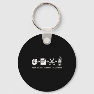 Rock paper scissors flashbang gamer humor gaming key ring