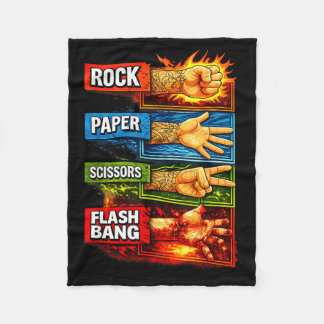 Rock paper scissors flashbang gamer meme fleece blanket
