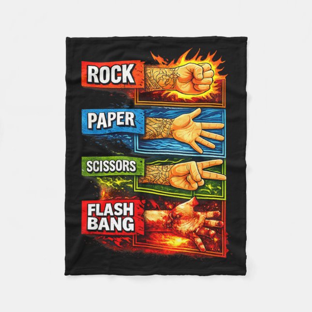 Rock paper scissors flashbang gamer meme  fleece blanket (Front)