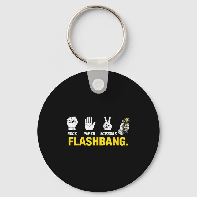 Rock paper scissors flashbang gamer meme for fans  key ring (Front)