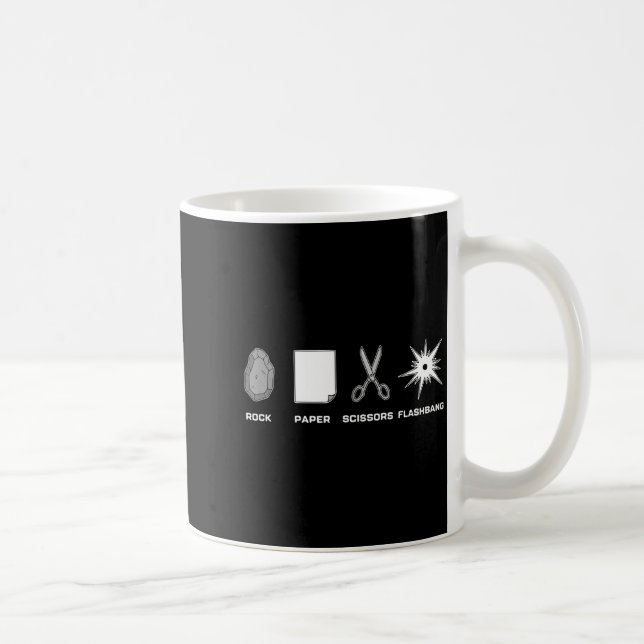 Rock paper scissors flashbang gamer meme funny coffee mug (Right)