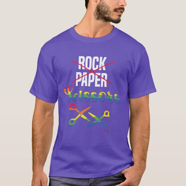 Rock Paper Scissors Funee Homoseual friend T-Shirt (Front)
