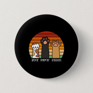 Rock Paper Scissors Game Kitten Lover Animal Paws 6 Cm Round Badge